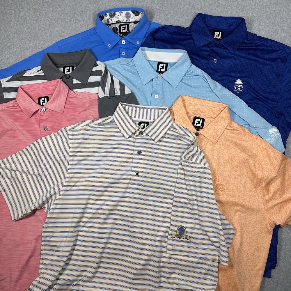 FootJoy FJ Golf Polo Shirt Men's Size Medium Performance Stretch Lot of 7 Multi